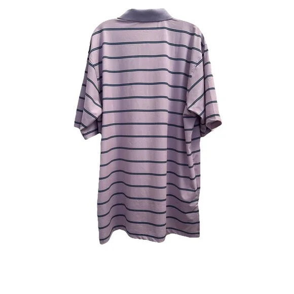 Turtleson Polo Shirt Mens XL Purple Blue Stripe Tour Performance Golf Stretch - Picture 5 of 9